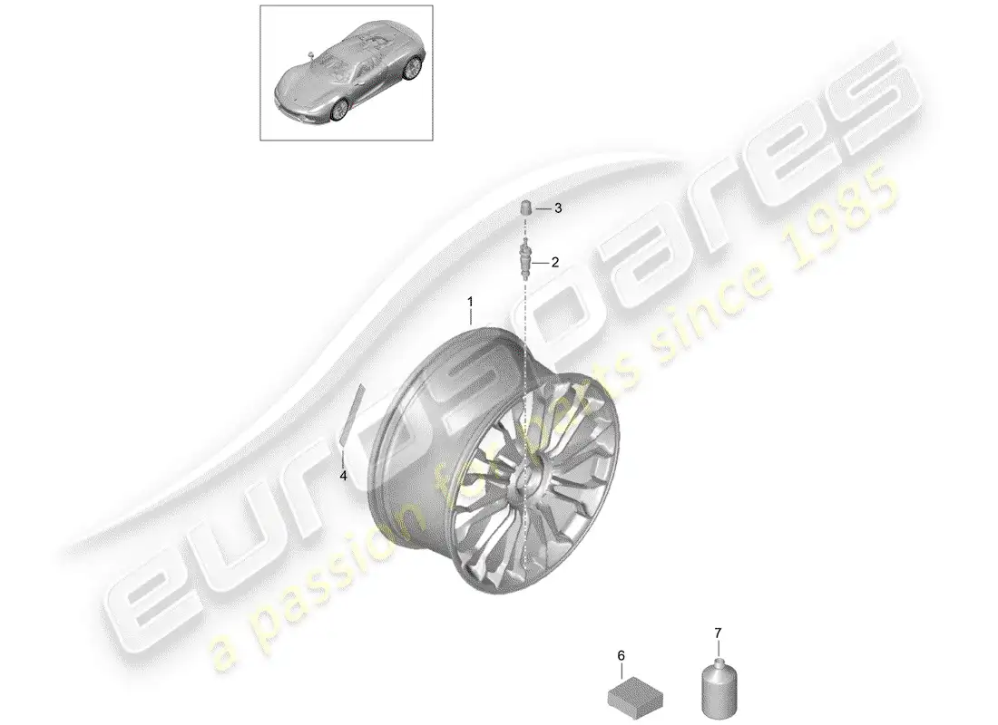 porsche 2015 (918 spyder) wheels parts diagram
