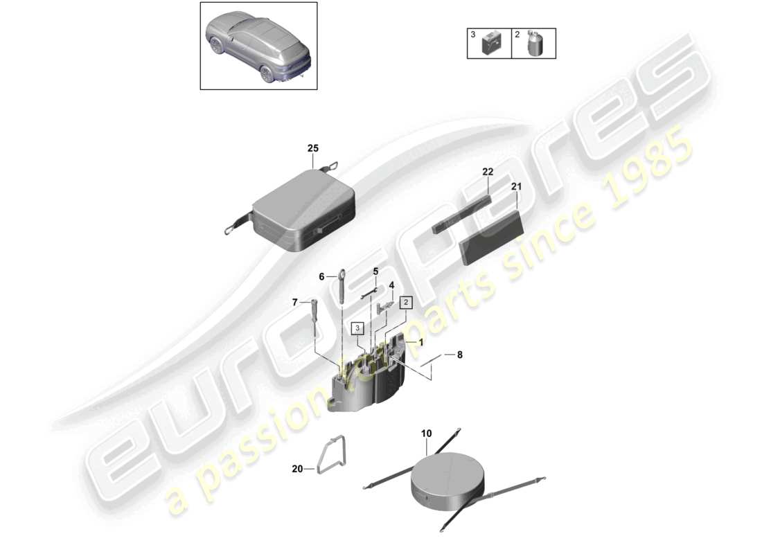 porsche 2022 (cayenne e3 9ya/9yb) tool jack part diagram