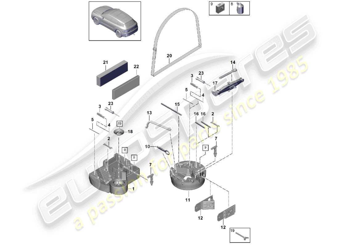 porsche 2023 (cayenne e3 9ya/9yb) tool jack part diagram