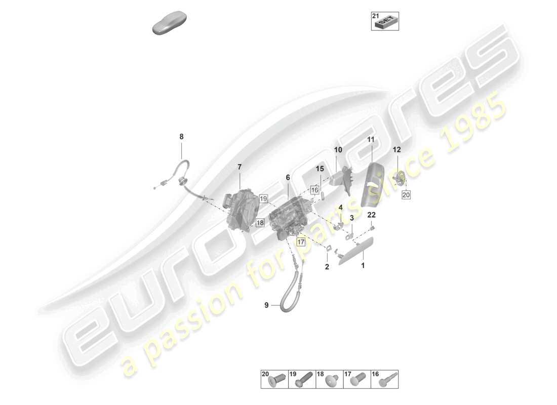 porsche 2022 (taycan 9j1-1) door handles front door lock part diagram