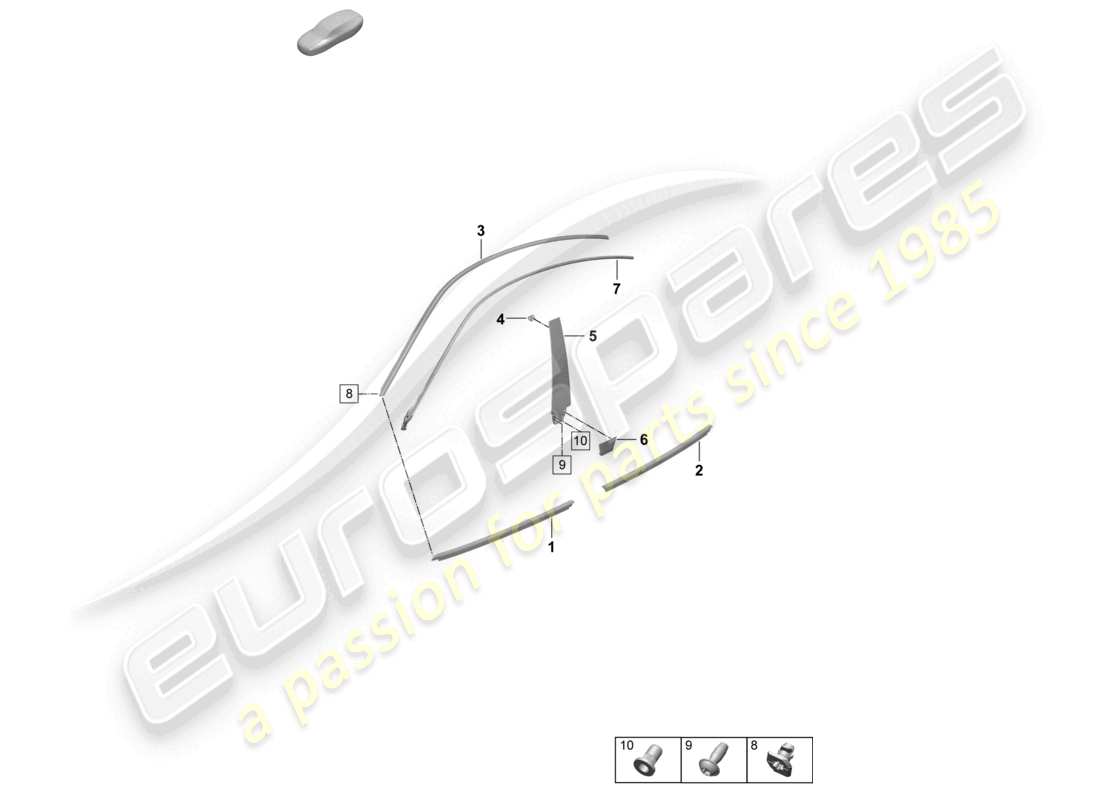 porsche 2025 (taycan 9j1-2) molding for door front and rear accessories part diagram