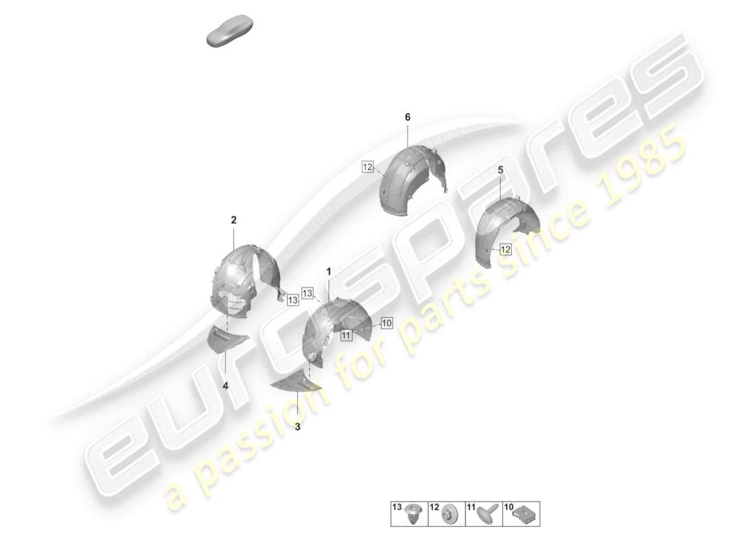 porsche 2022 (taycan 9j1-1) wheel housing liner part diagram