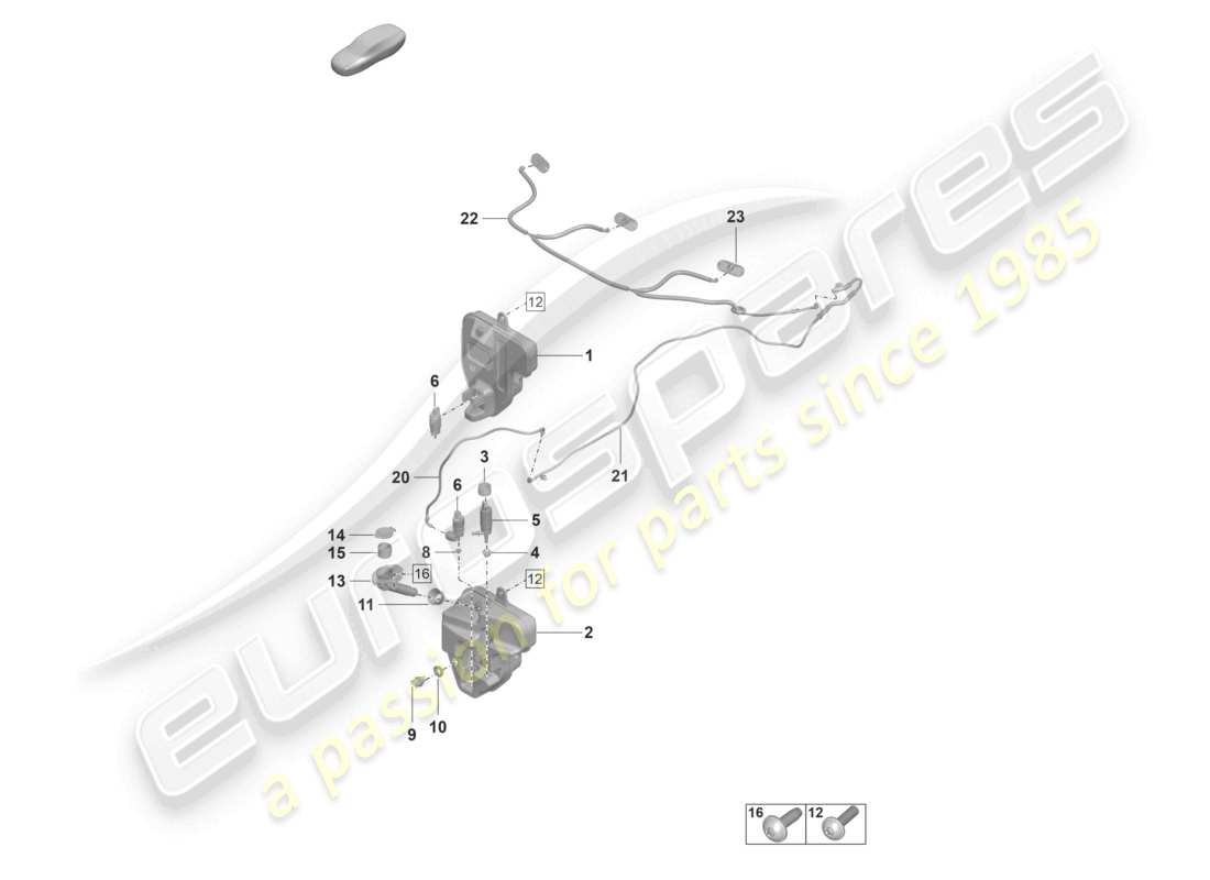 porsche 2022 (taycan 9j1-1) windscreen washer system front part diagram