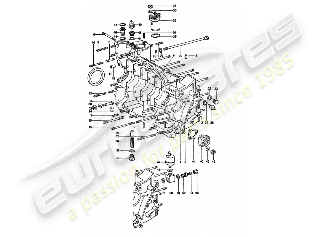porsche 1977 (911 turbo) crankcase parts diagram