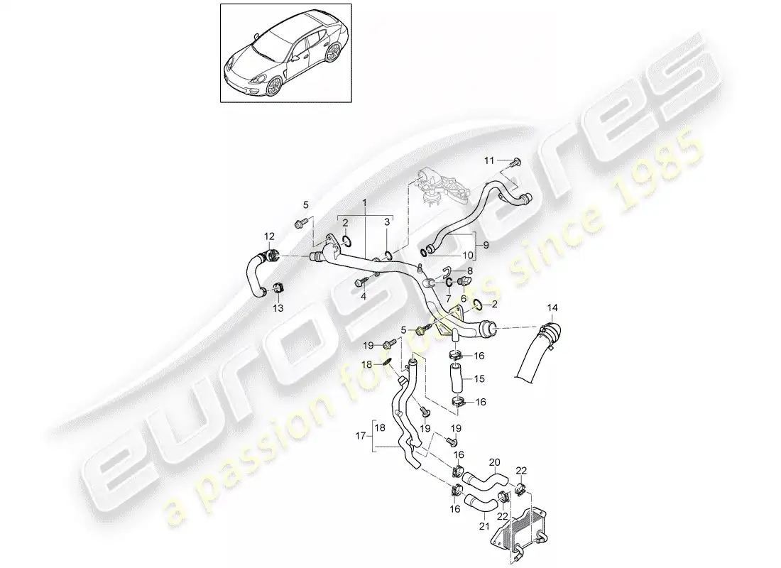 porsche 2011 (panamera 970) water cooling parts diagram