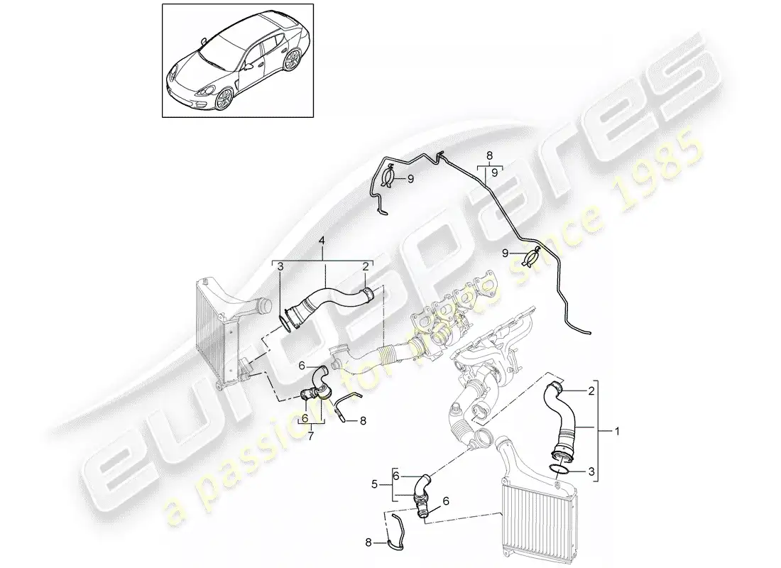 porsche 2016 (panamera 970) pressure pipe parts diagram