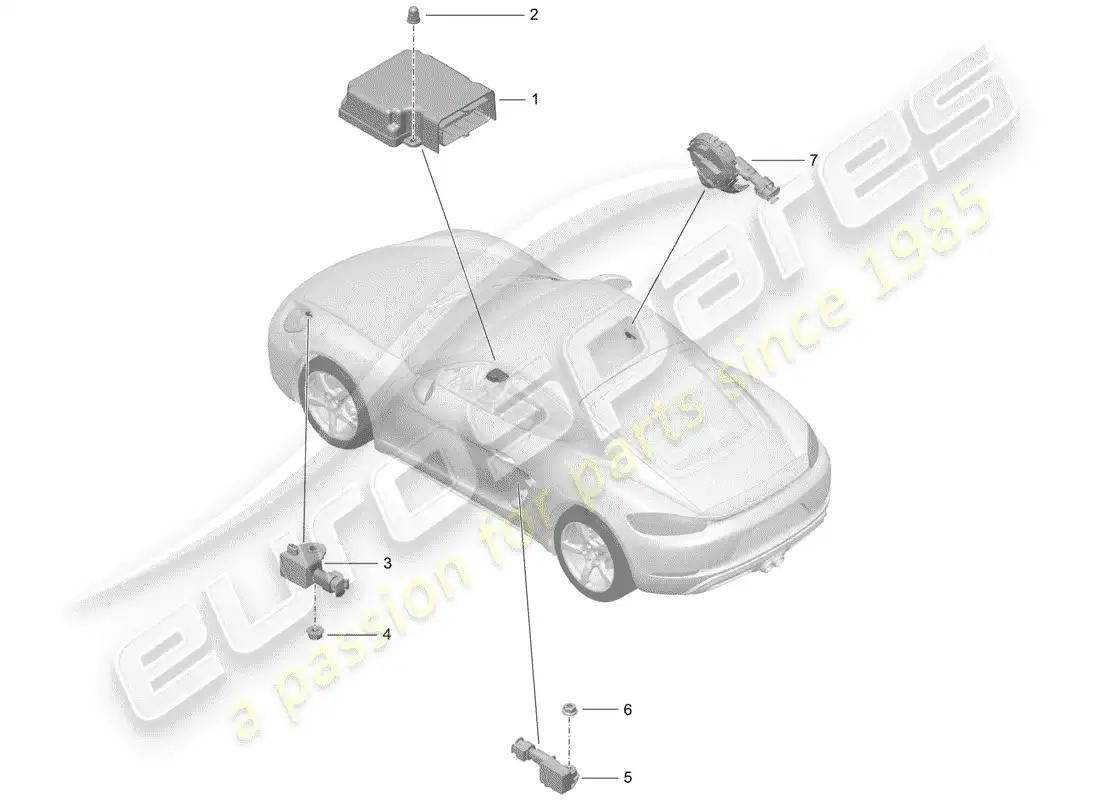 porsche 2019 (718 cayman) air bag control module parts diagram