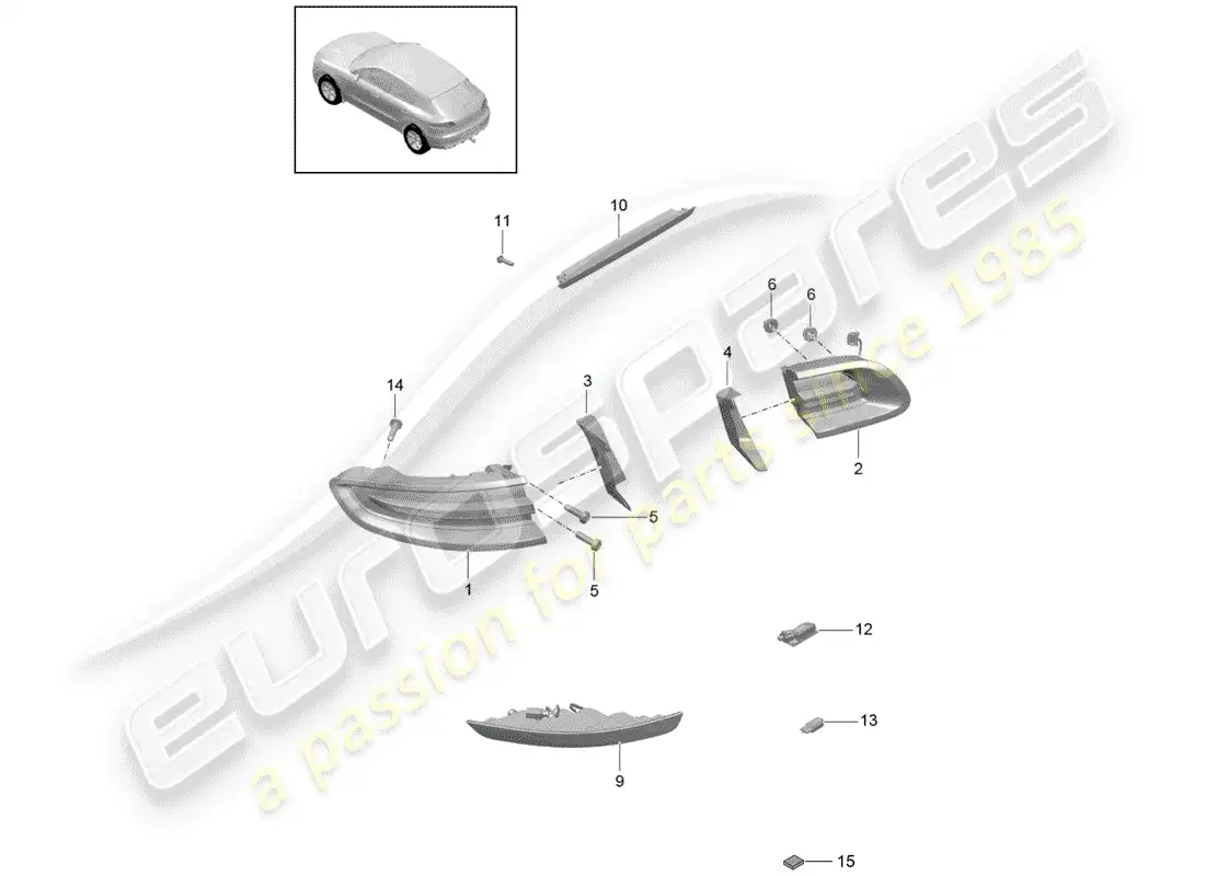 porsche 2018 (macan) rear light parts diagram