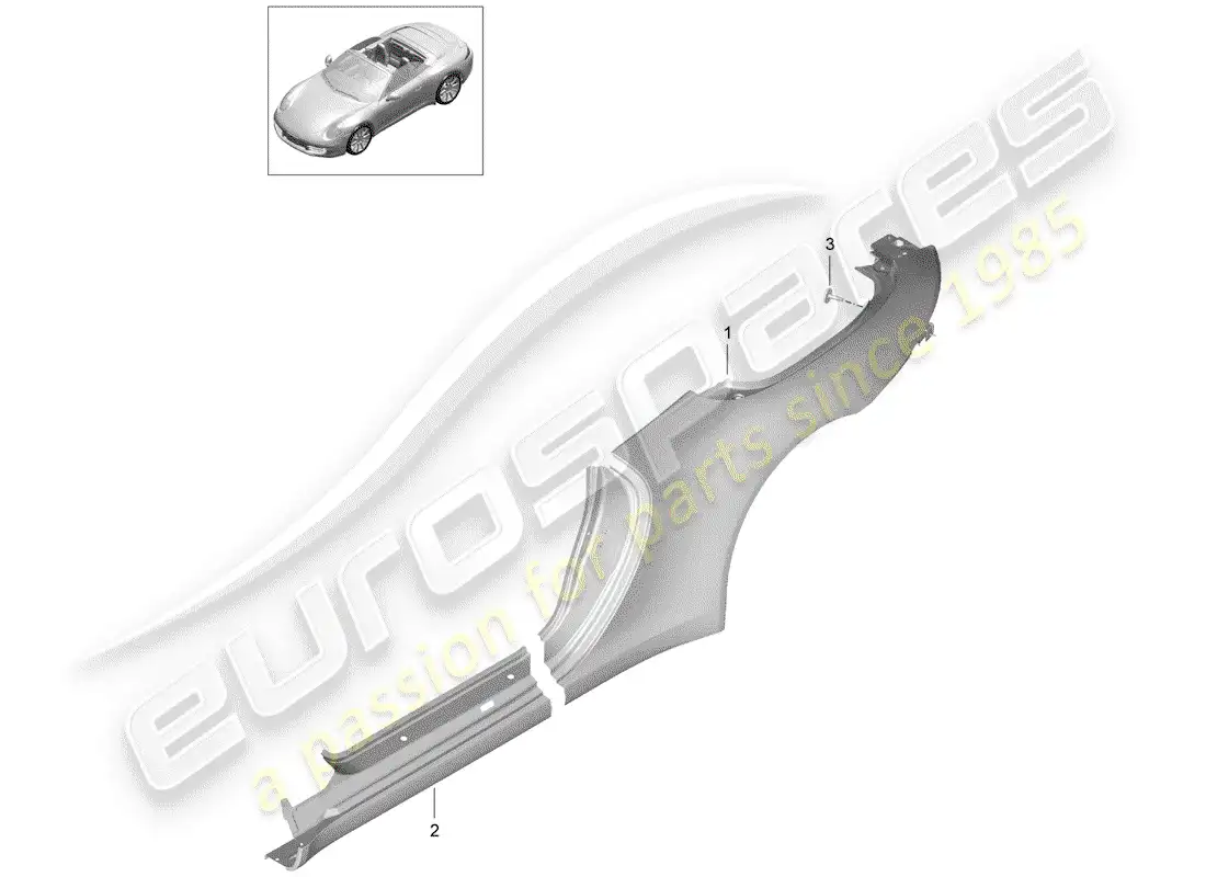 porsche 2012 (991-1) side panel parts diagram