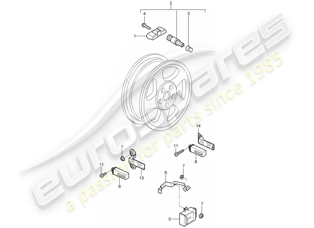 porsche 2007 (987 cayman) tire pressure control system parts diagram