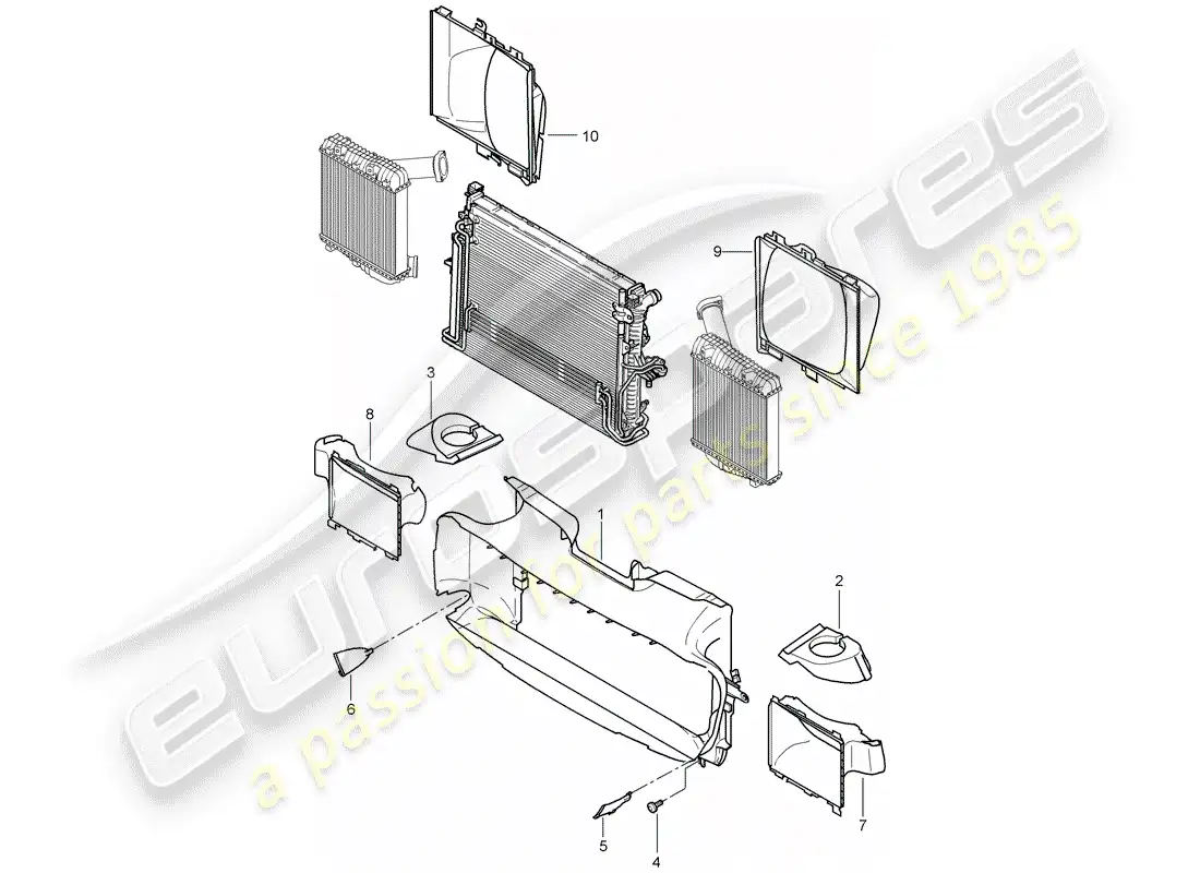 porsche 2009 (cayenne e1 9pa) cooling air duct part diagram