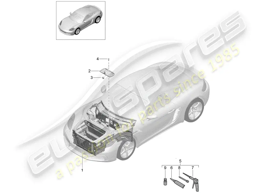 porsche 2019 (718 cayman) front end parts diagram