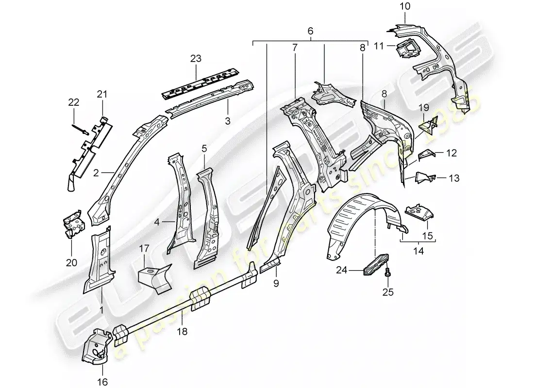 porsche 2009 (cayenne e1 9pa) side panel part diagram