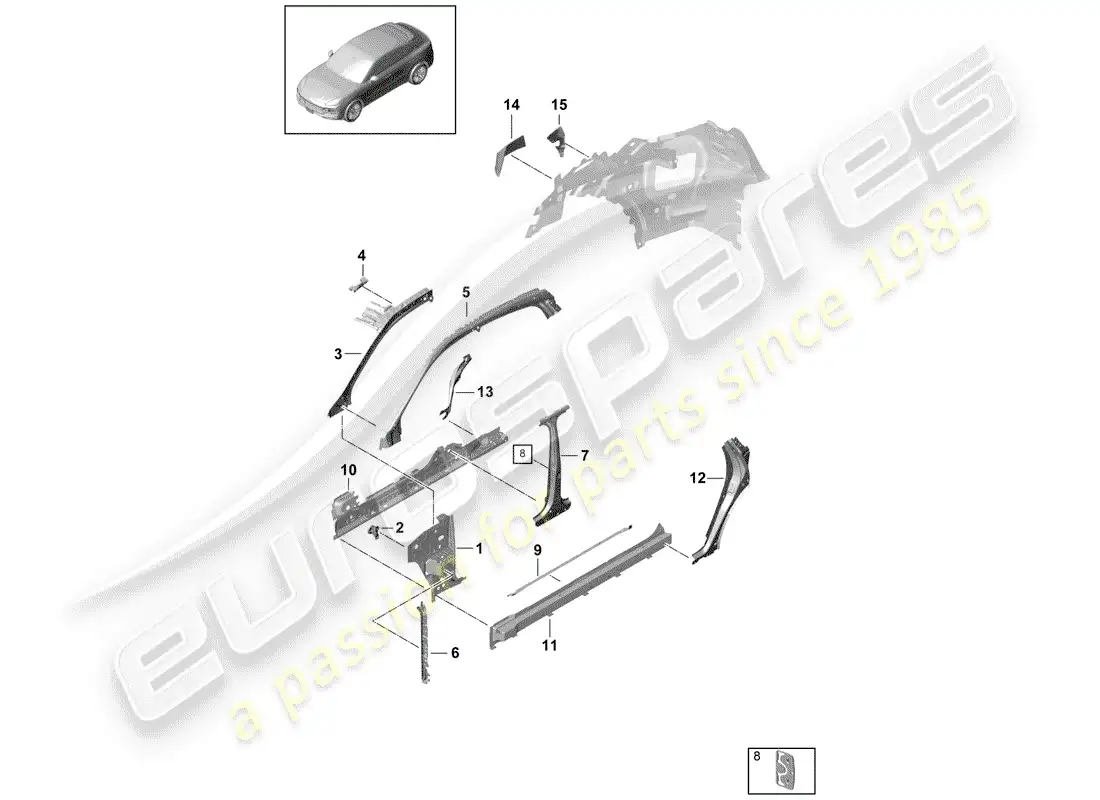 porsche 2020 (cayenne e3 9ya/9yb) side panel part diagram
