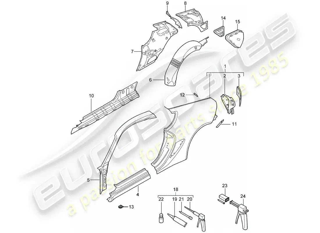 porsche 2007 (987 cayman) side panel parts diagram