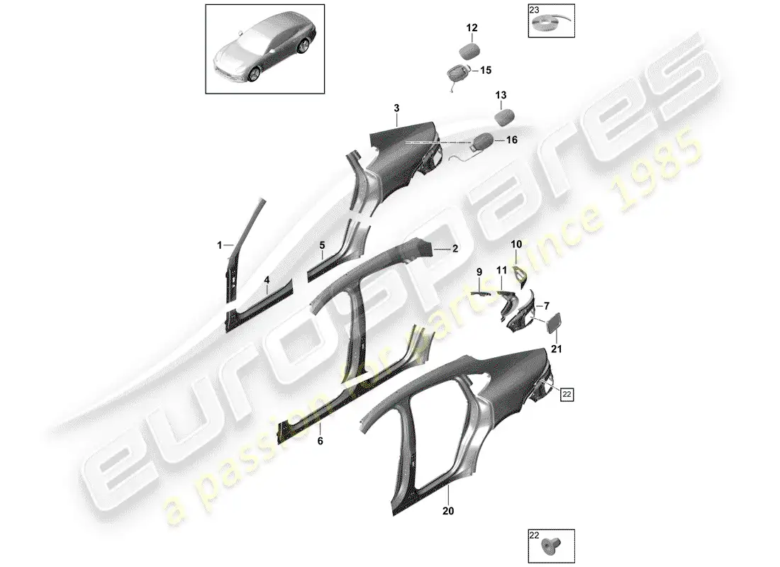 porsche 2019 (panamera 971-1) side panel parts diagram
