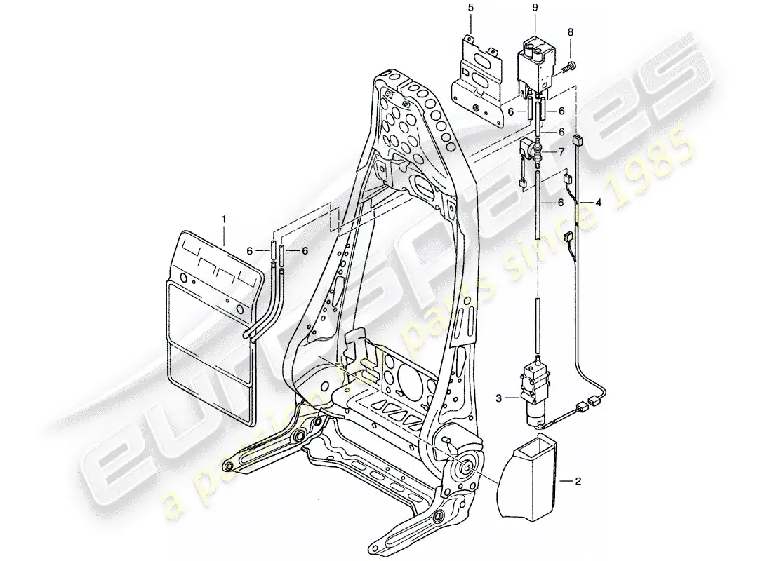 porsche 1997 (986 boxster) lumbar support part diagram