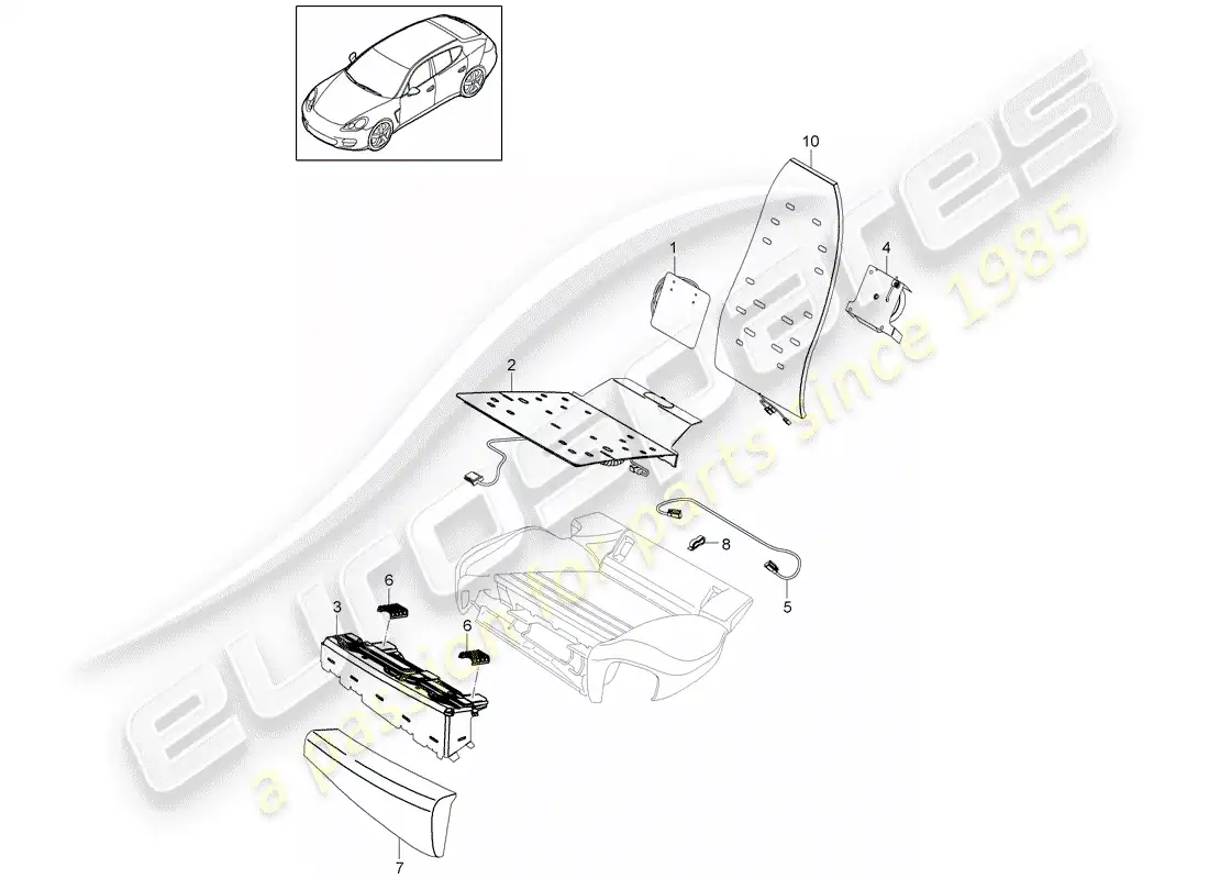 porsche 2016 (panamera 970) lumbar support adjustment parts diagram