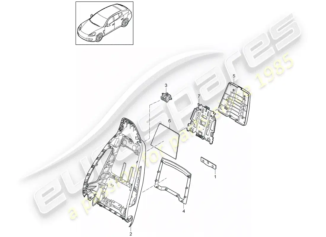 porsche 2016 (panamera 970) backrest frame parts diagram