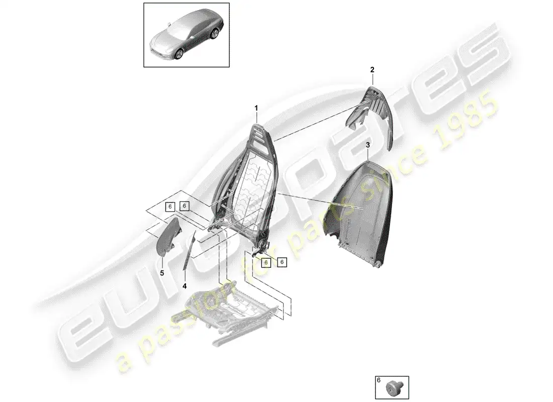 porsche 2019 (panamera 971-1) backrest parts diagram