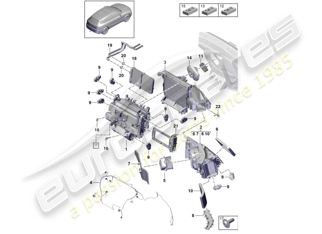 porsche 2022 (cayenne e3 9ya/9yb) air conditioning phev part diagram