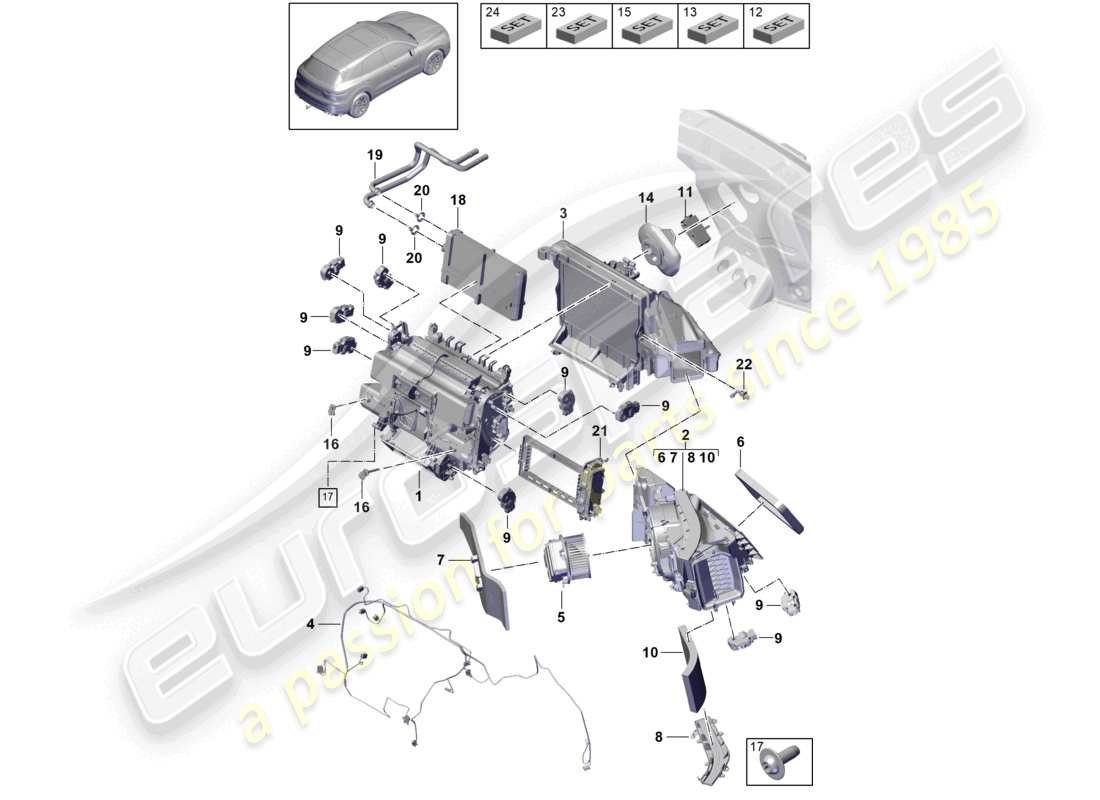 porsche 2022 (cayenne e3 9ya/9yb) air conditioning part diagram