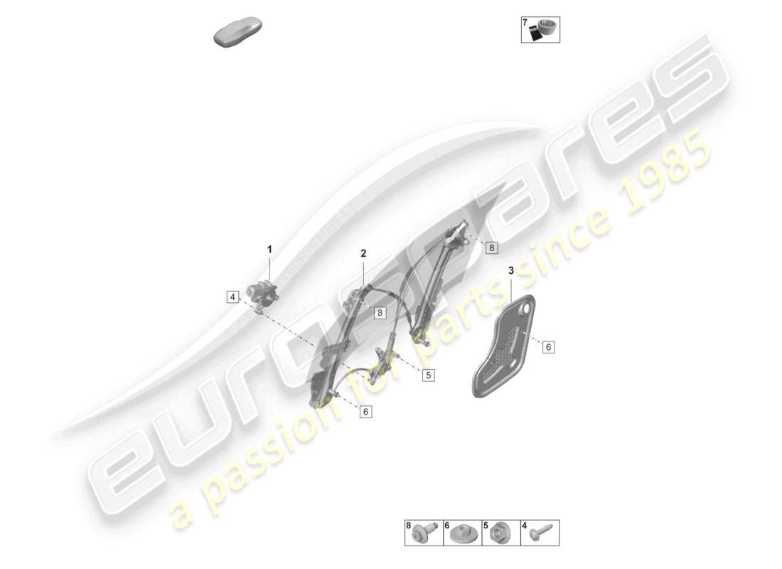 porsche 2022 (taycan 9j1-1) window regulator front part diagram