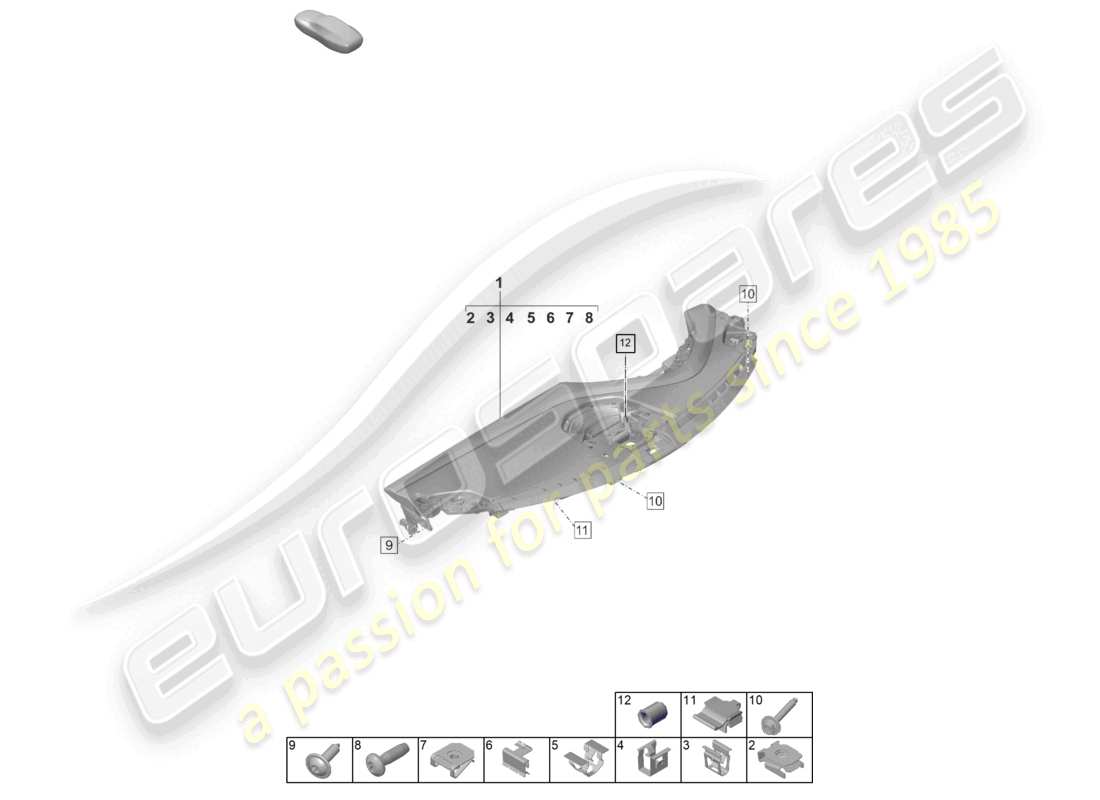porsche 2022 (taycan 9j1-1) instrument panel trim upper part with: fasteners part diagram