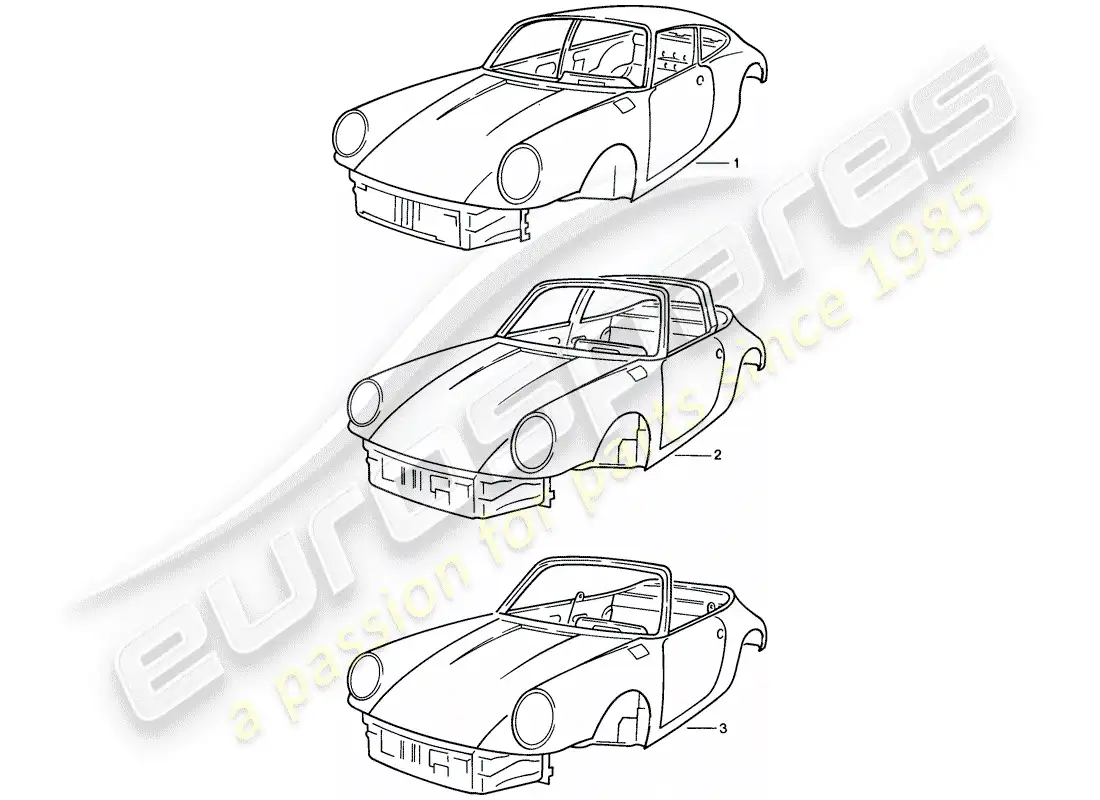 porsche 1988 (911) car body parts diagram