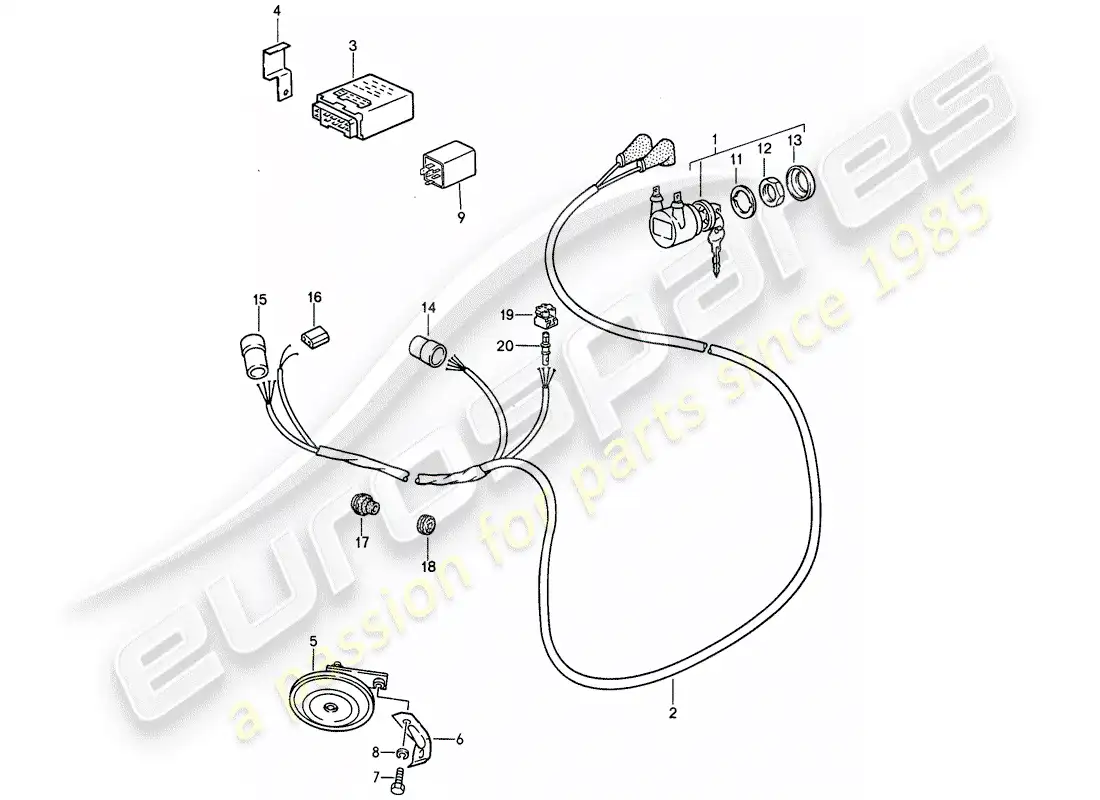 porsche 1989 (911) alarm system parts diagram