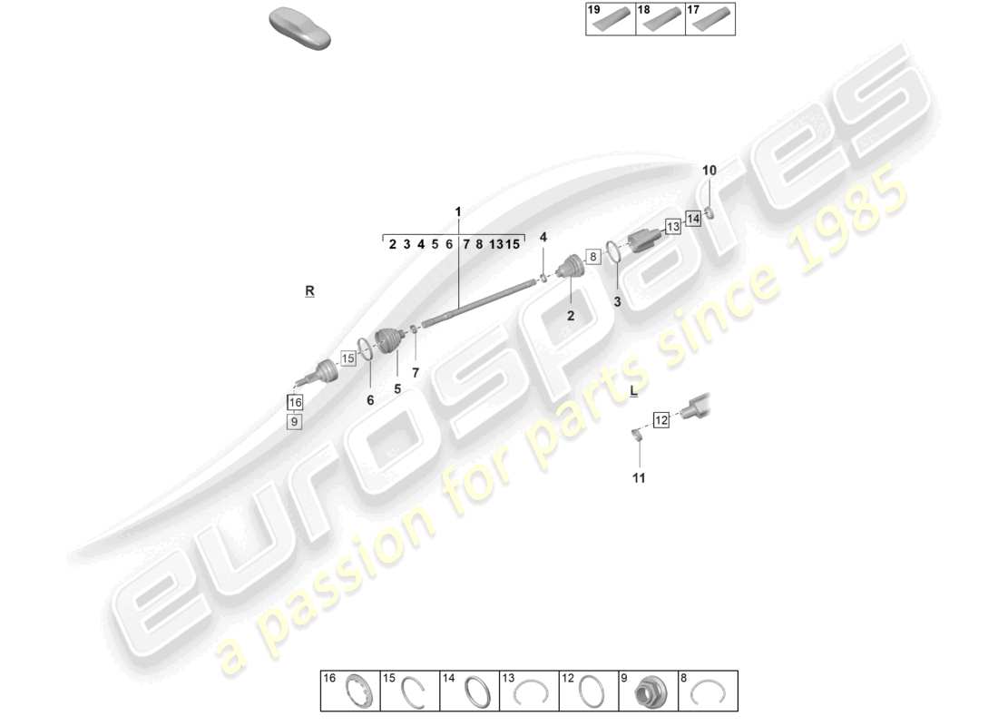 porsche 2020 (taycan 9j1-1) drive shaft front axle part diagram
