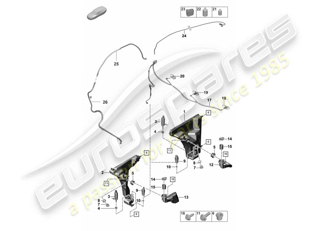 porsche 2021 (panamera 971-2) windscreen washer system part diagram