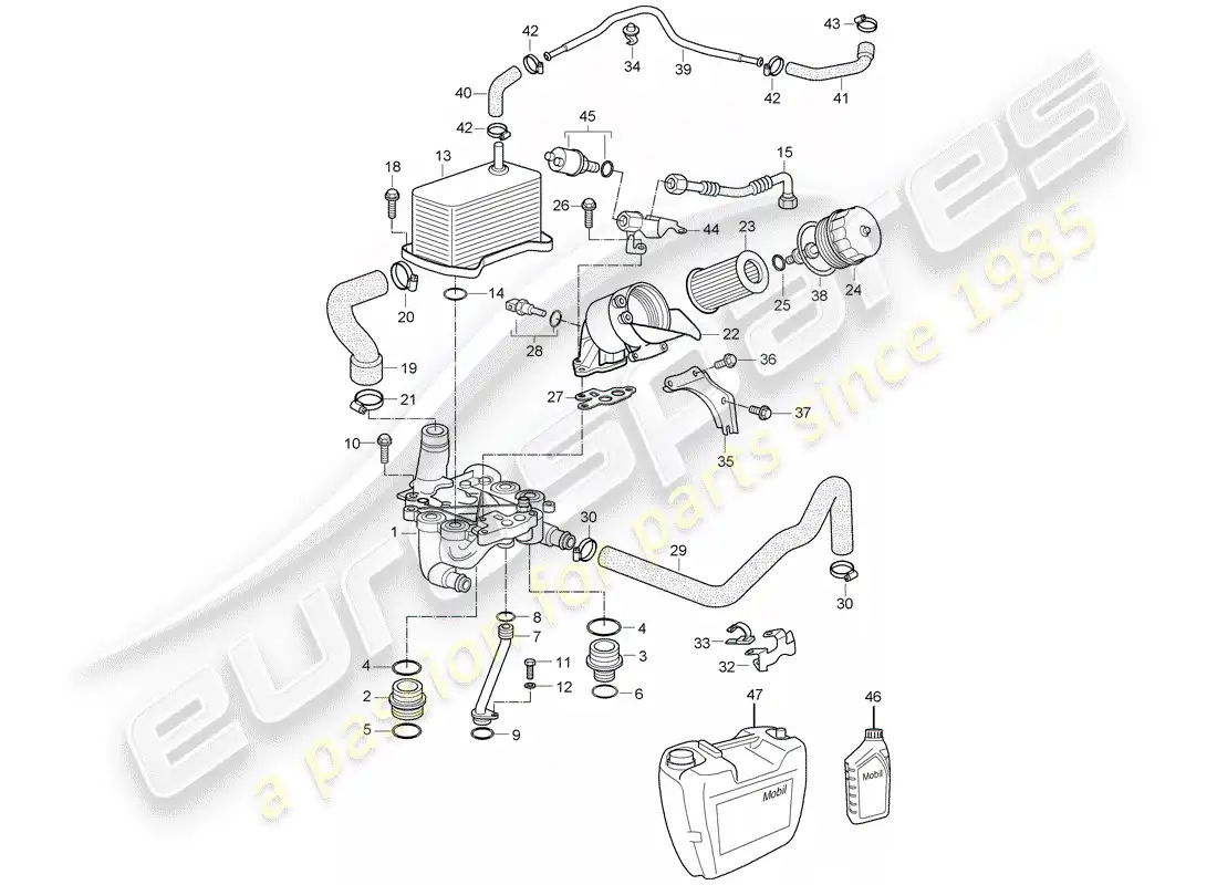 porsche 2001 (996 turbo / gt2) oil filter - bracket parts diagram