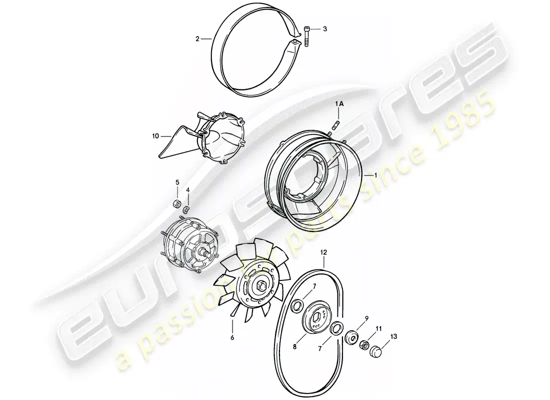 porsche 1988 (911) air cooling parts diagram