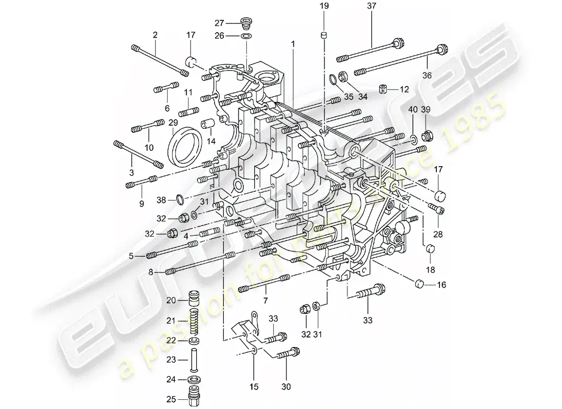 porsche 2005 (996 turbo / gt2) crankcase parts diagram