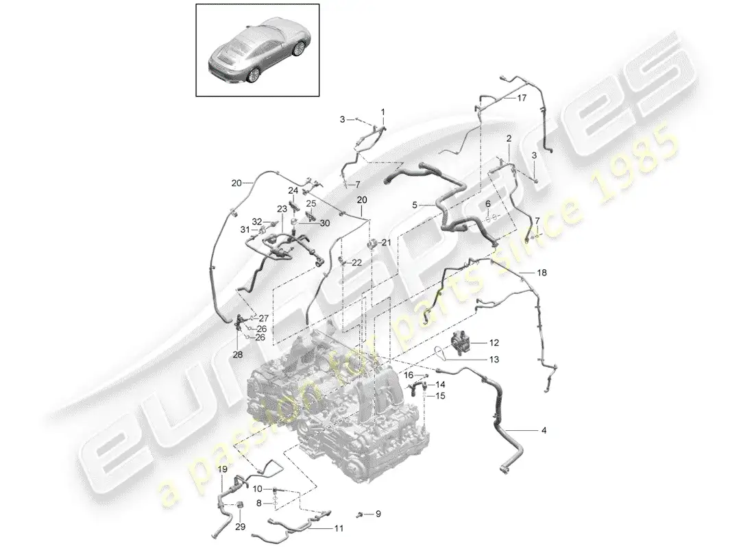porsche 2017 (991-2) crankcase breather parts diagram