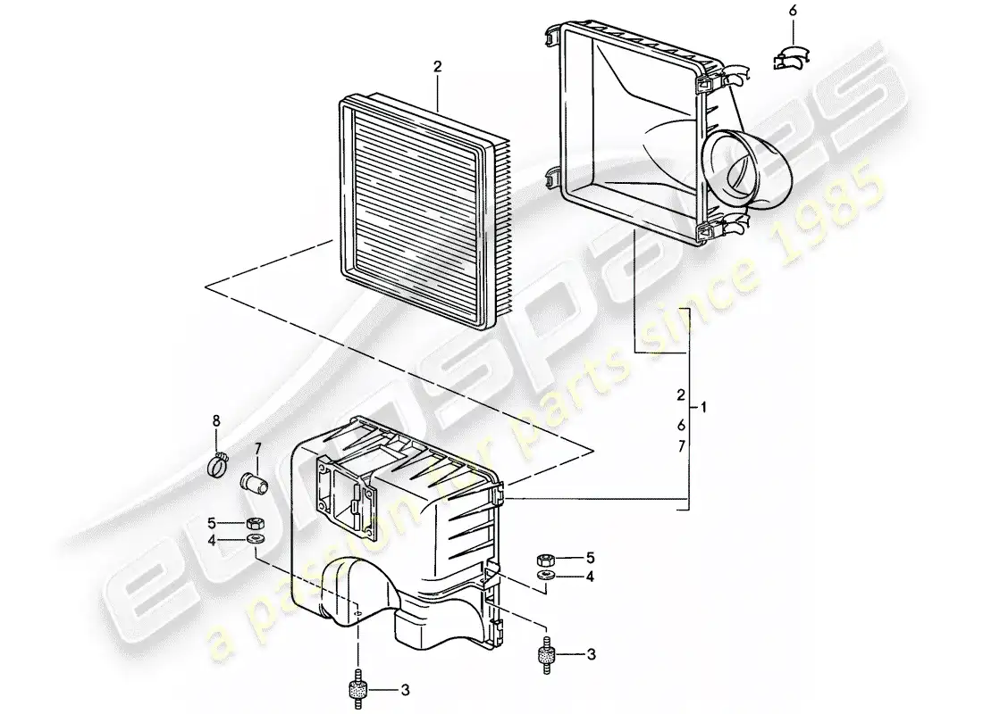 porsche 1988 (911) air cleaner - - repair set for maintenance - see illustration: parts diagram