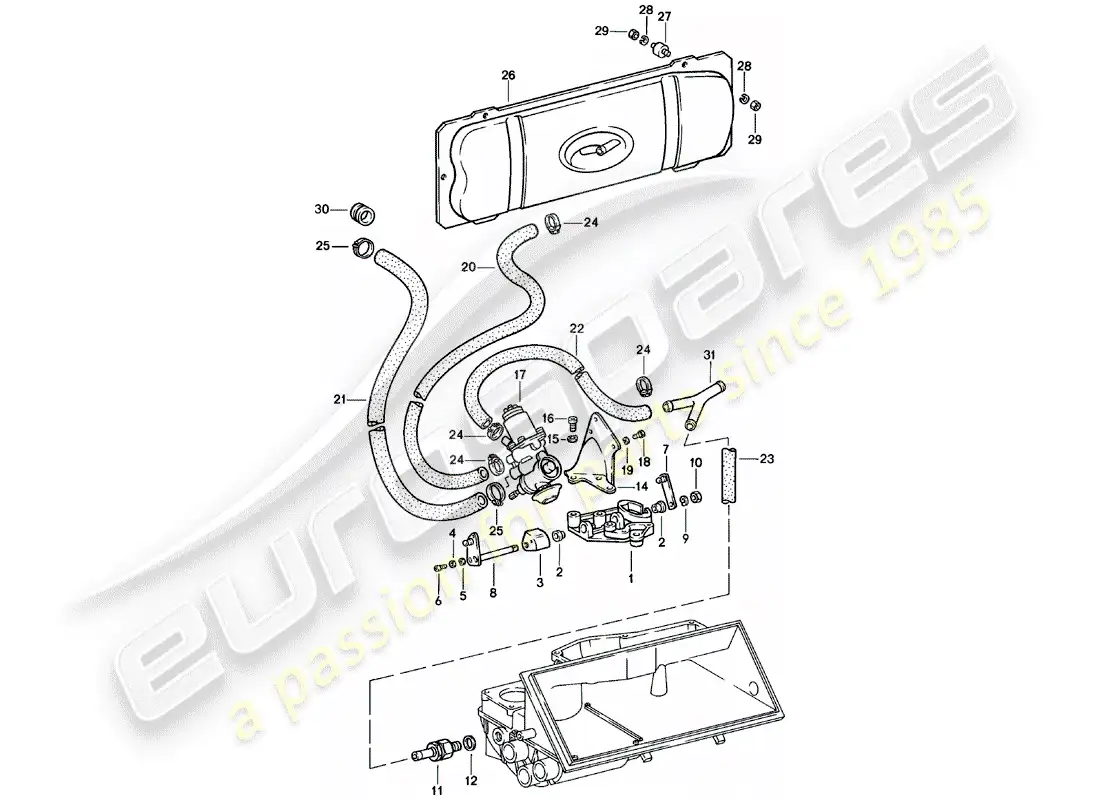 porsche 1978 (911) supplier - -spm- - vacuum system - for - clutch release parts diagram