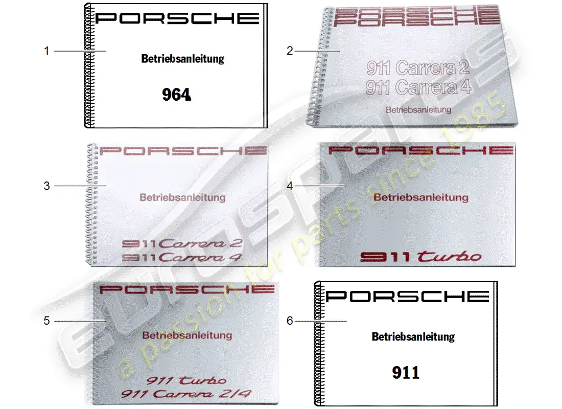 porsche 1990 (964) instruction manual parts diagram