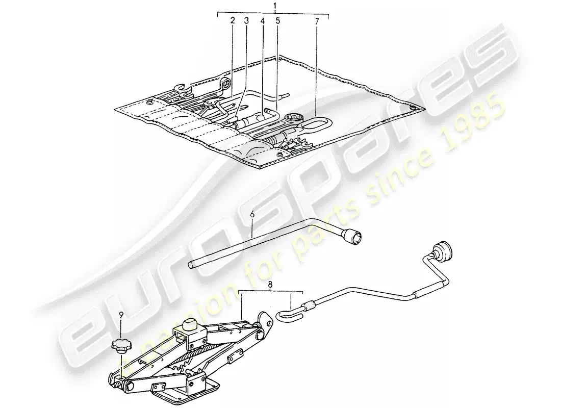porsche 1990 (964) tool - jack parts diagram
