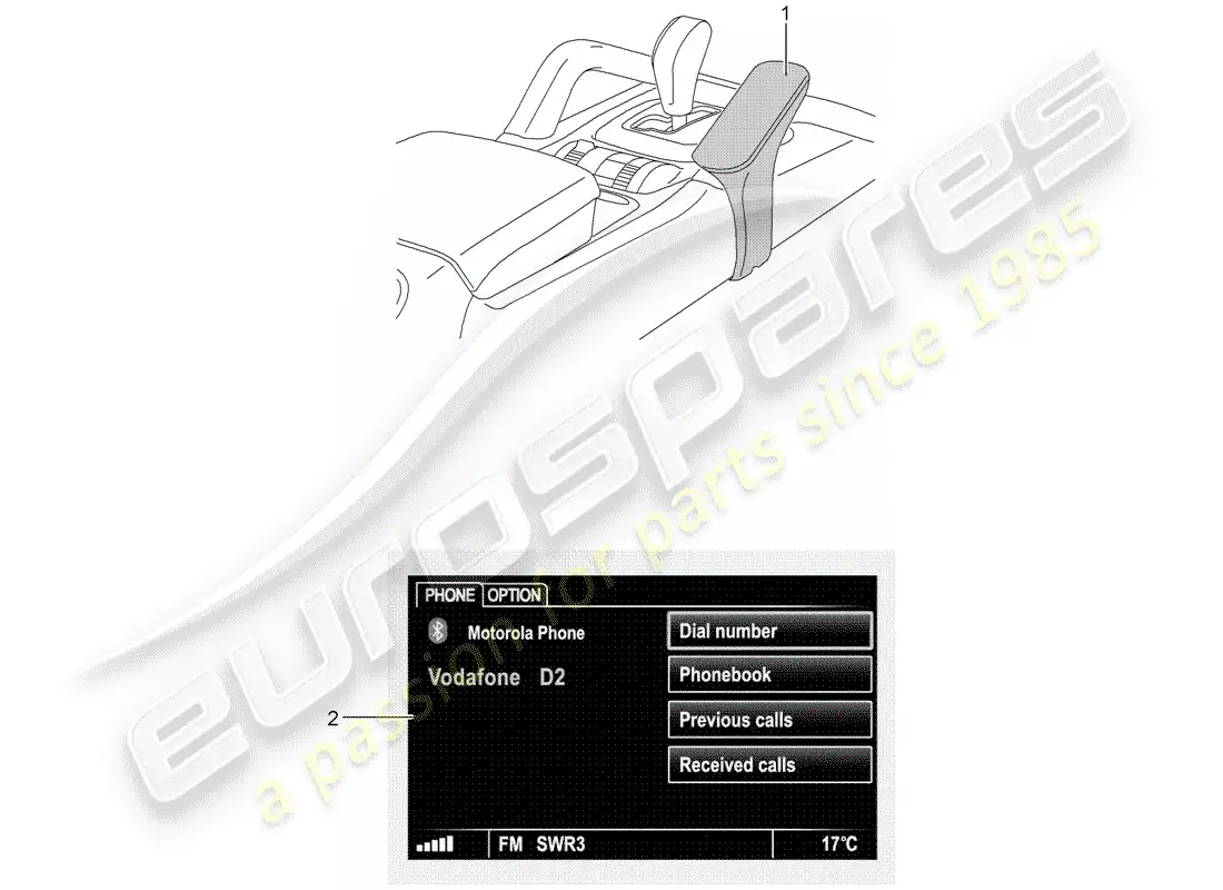 porsche 2016 (tequipment cayenne) mobile phone parts diagram