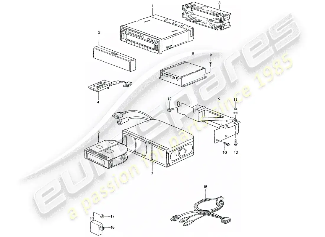 porsche 1998 (993) radio unit - amplifier - f 99-ts371 090>> - d - mj 1996>> parts diagram