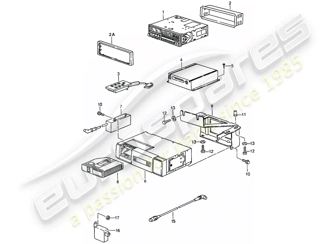 porsche 1998 (993) radio unit - amplifier - f >> 99-ts371 089 - d >> - mj 1995 parts diagram