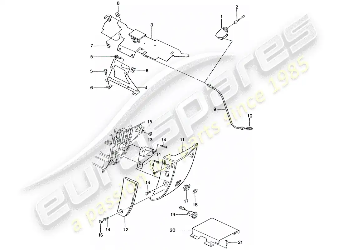 porsche 2002 (996) phone preparation parts diagram