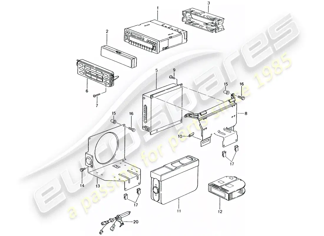porsche 2002 (996) radio unit - amplifier - d >> - mj 2002 parts diagram