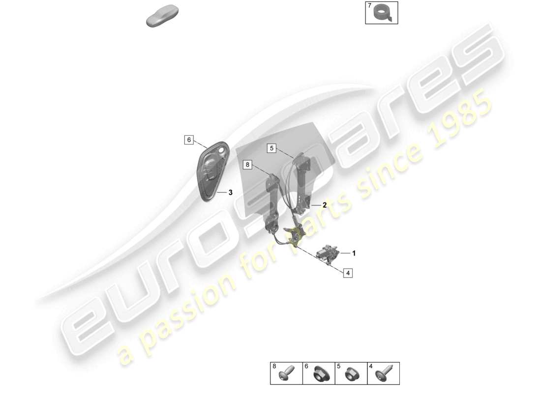 porsche 2025 (taycan 9j1-2) window regulator rear window regulator motor accessories part diagram