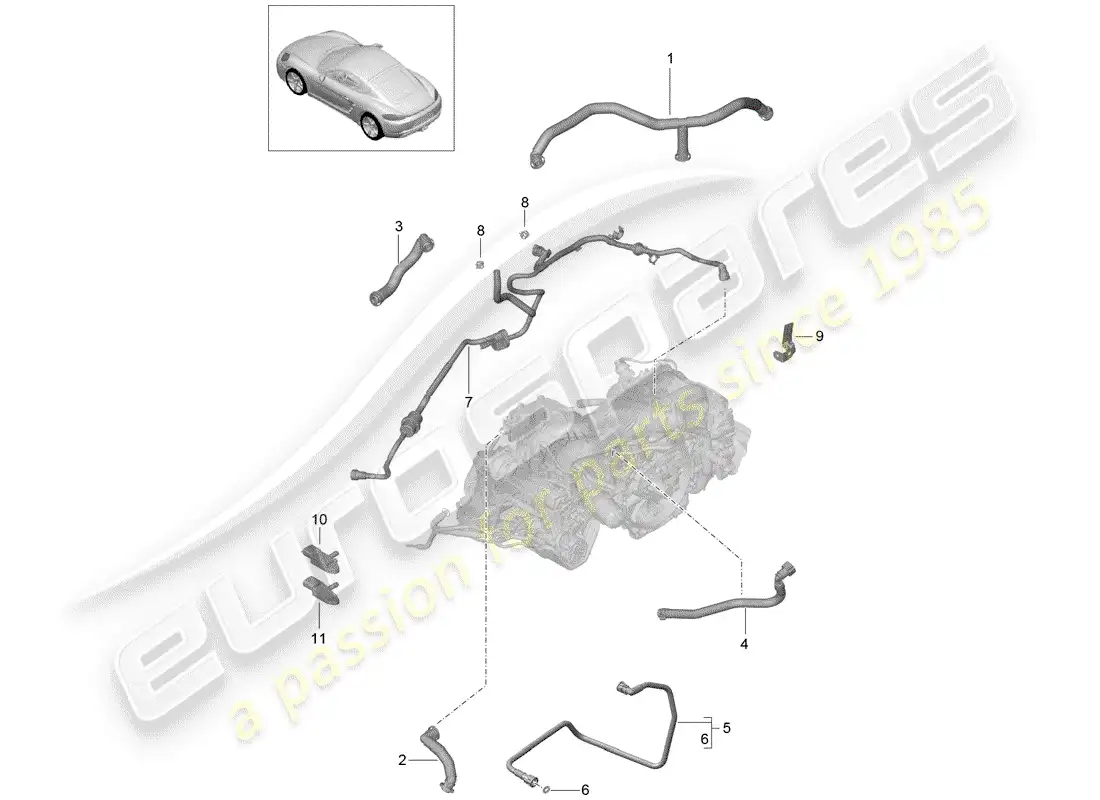 porsche 2020 (718 cayman) crankcase parts diagram