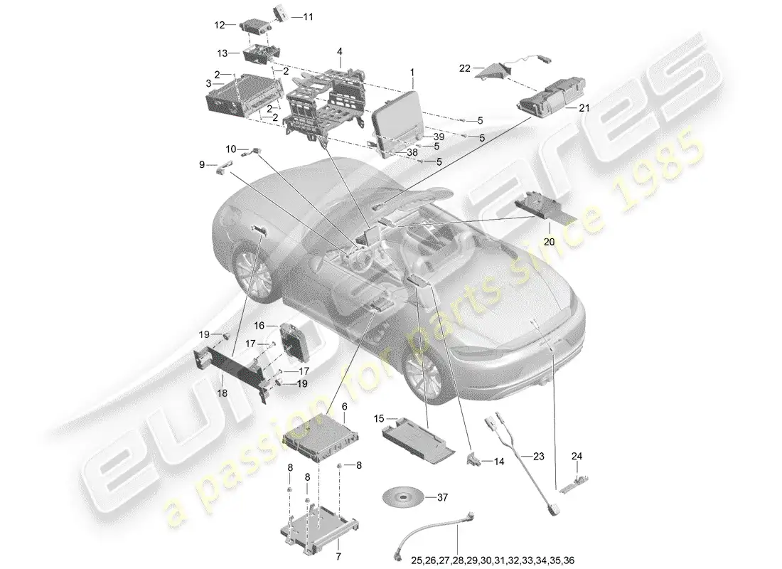 porsche 2019 (718 boxster) operating unit parts diagram
