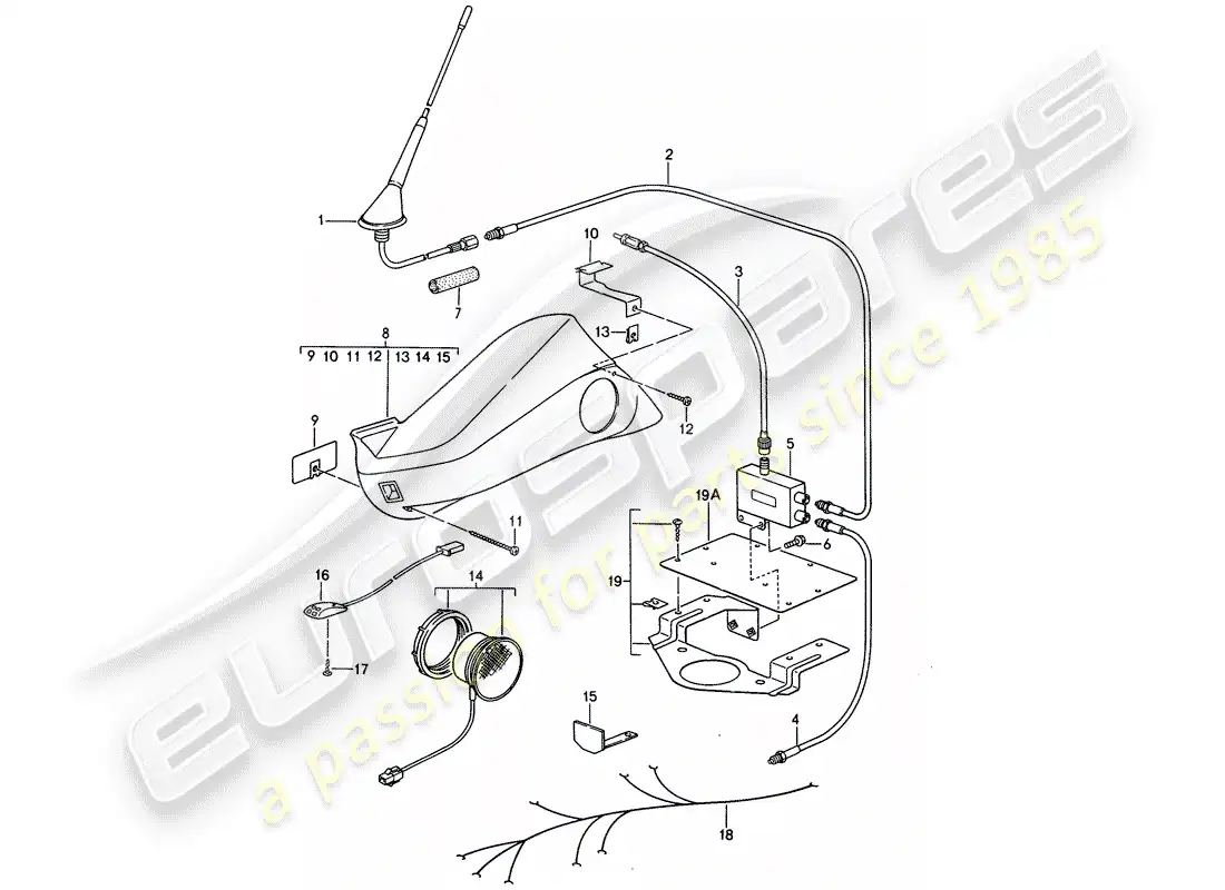 porsche 1993 (928) phone preparation parts diagram