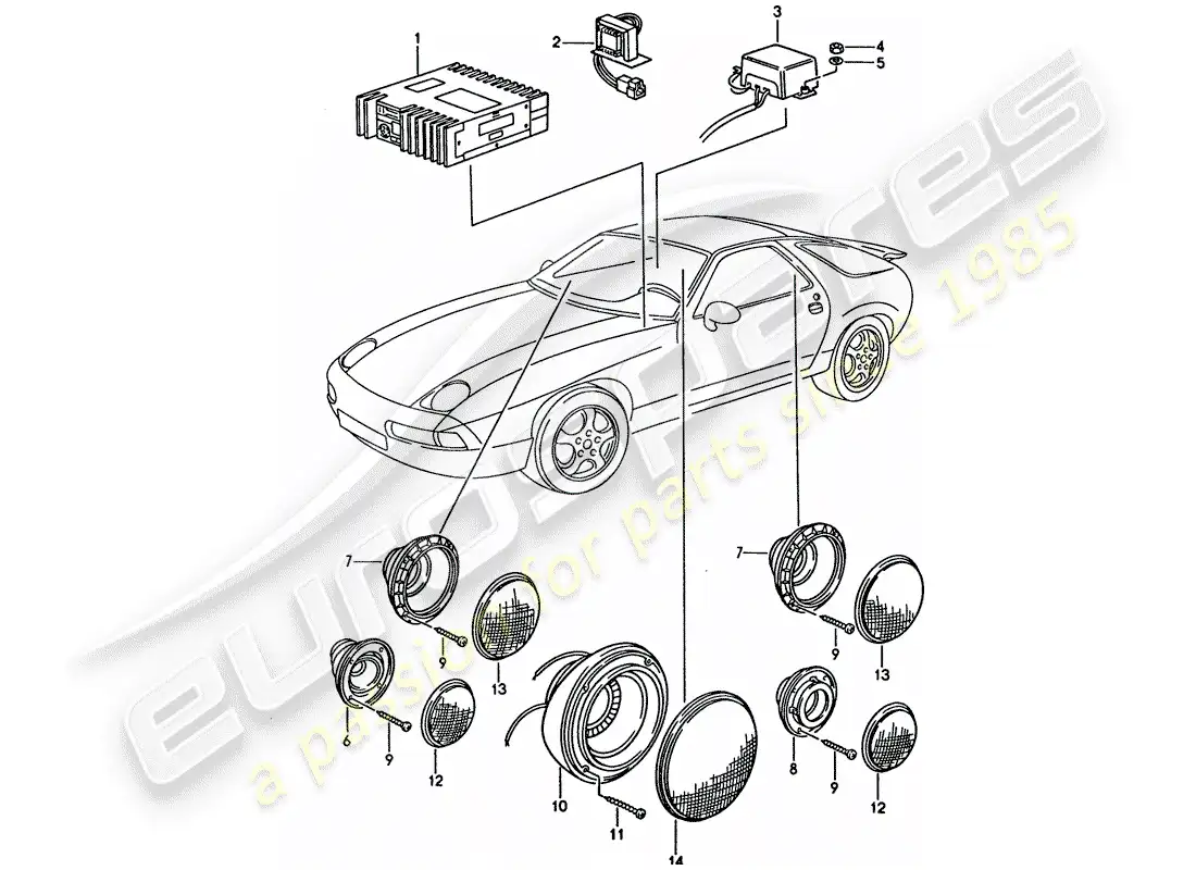 porsche 1993 (928) sound system - with: - amplifier parts diagram